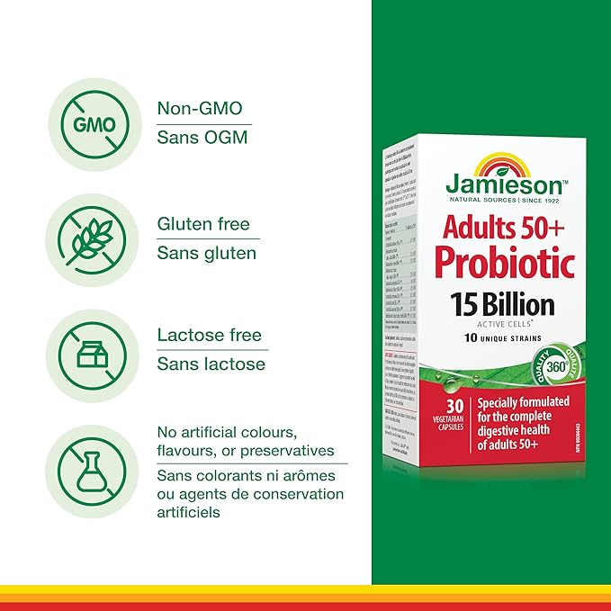 Jamieson Adult 50+ Probiotic Complex 15 Billion 30 vegi caps