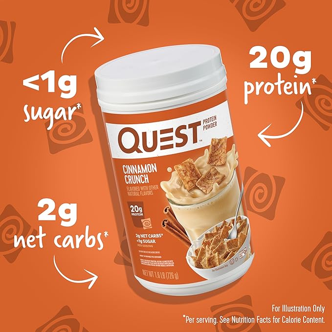 Quest Cinnamon Crunch 20g &amp Peanut Butter 23g Protein Powders 1.6lb Each Low Carb Gluten Free