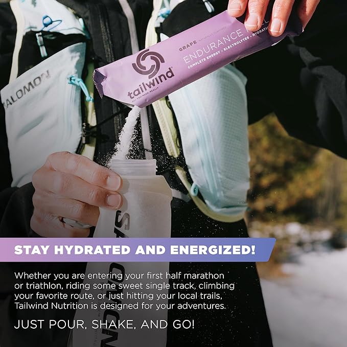 Tailwind Nutrition Endurance Fuel Carbohydrate &amp Electrolyte Sports Drink Mix Powder Gluten-Free Vegan Grape 30 Servings
