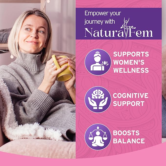 NaturalFem Premium Adaptogens Supplements for Women with Herb Botanicals like Rhodiola Rosea Extract Turmeric Maca Root for Better Adaptogenic Response Focus &amp Mood Support Supplement - 90 Caps