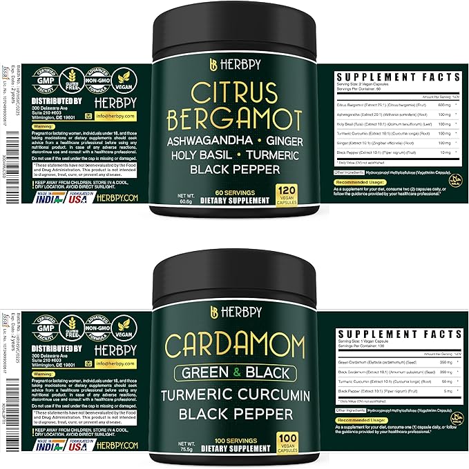 Bundle 6in1 Citrus Bergamot Complex 120 Count &amp 4in1 Cardamom Capsules 100 Count