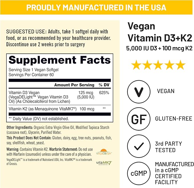 NatureWise [1 Vegan Vitamin D3 5000IU + K2 Organic Olive Oil - 60 Softgels[60-Day Supply] + [1] Vitamin B12 1000 mcg - Gluten-Free Non-GMO - 60 Softgels[60-Day Supply]