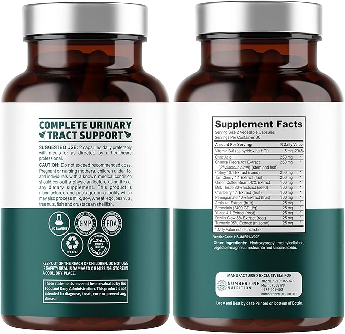 Number One Nutrition N1N Premium Uric Acid Support and Men's Multivitamins All Natural Supplements to Support Energy Levels Prostate Health and Urinary Tract Functions 2 Pack Bundle