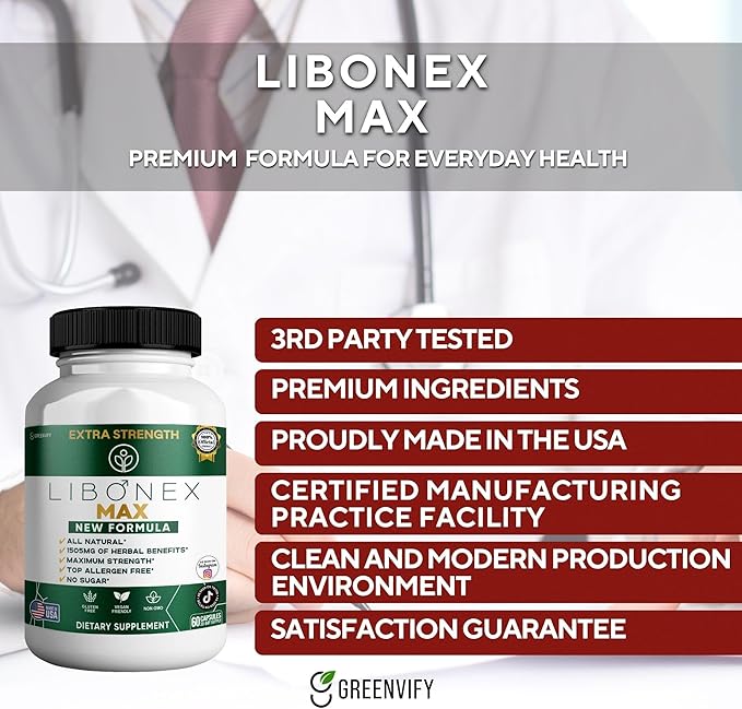 Libonex Max Extra Strength Maca Root Complex Herbal Supplement 60 Capsules All Natural Vegan Gluten Free Non-GMO (1)