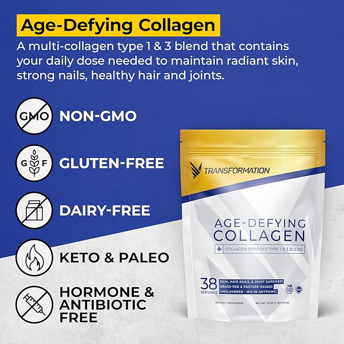 Transformation Chocolate Protein Powder | 30G Multi-Protein Superblend+ Grass-Fed Hydrolyzed Collagen Peptides Powder- Hair Skin Nails+ Organic Super Greens Superfood Powder- Immune &amp Energy Sup