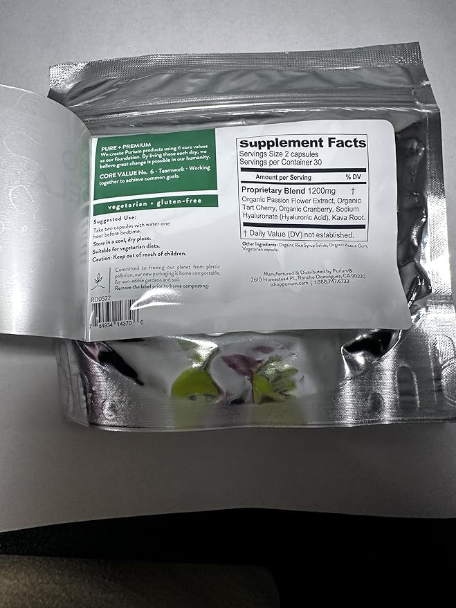 Purium Bio Relax 60 Capsules - Non Melatonin Sleep Aid