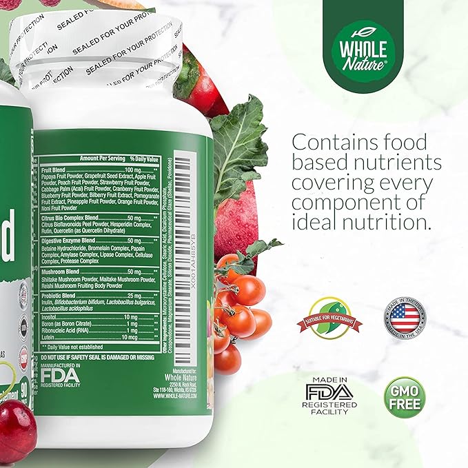 Whole Food Multivitamin for Men and Women Complete Daily Superfood Vitamins Plus Minerals Digestive Enzymes Probiotics and Omegas. Plant Based Multi Vitamin Non GMO (3)