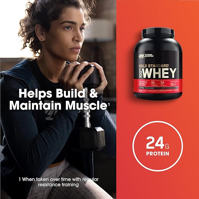 Optimum Nutrition Gold Standard 100% Whey Protein Powder Coffee 5 Pound (Packaging May Vary)