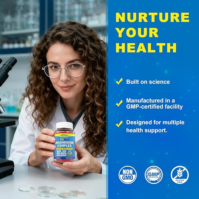 Magnesium Glycinate Gummies + Omega-3 Saffron for Kids 6+ &amp Adults Kids Focus Calm Magnesium Gummies Sugar Free Triple Magnesium Complex 500mg/250mg - Glycinate Malate Taurate Theanine