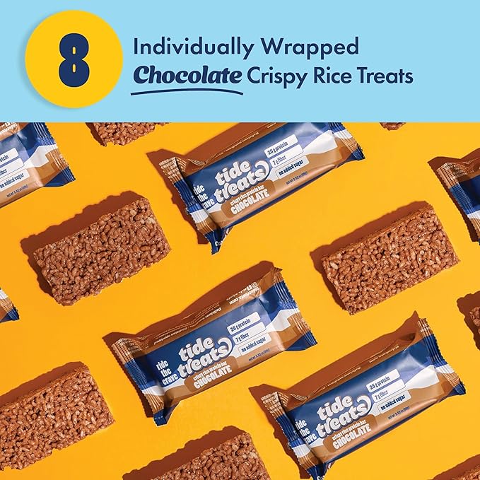 Crispy Rice Protein Bar | 25 g Protein No Added Sugar 7 g Fiber Gluten Free | High Protein Snack for On-the-Go Post-Workout or Dessert Cravings | 8 Count (Chocolate)