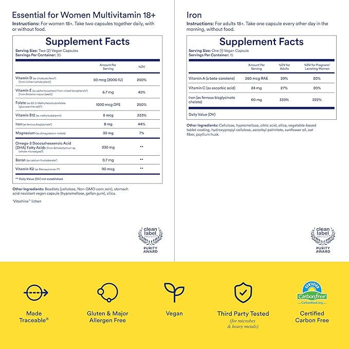 Ritual Blood Support Duo New 48-Hour Iron BioSeries™ and Essential Multivitamin for Women 18+ to Support Foundational Health* 30 Days Supply