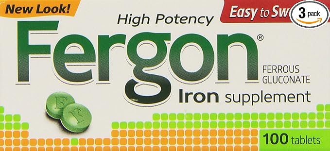 Fergon Iron Supplement Tablets 100 Count (Pack of 3)