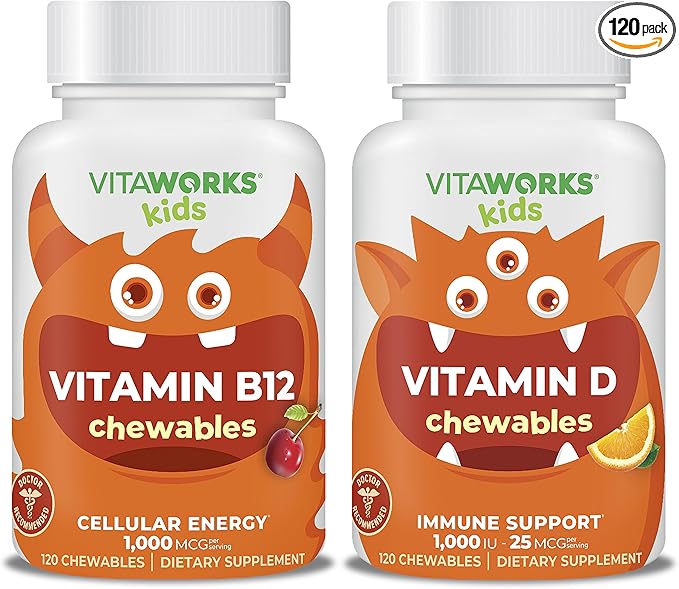 Kids Vitamin B12 Chewables + Vitamin D3 1000 IU Chewables Bundle