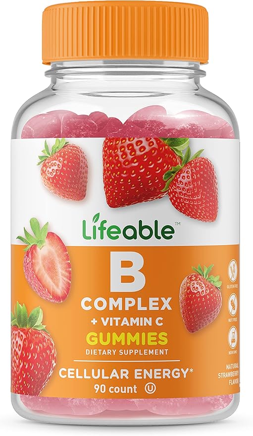 Lifeable Probiotic 2 Billion CFU + B Complex Gummies Bundle - Great Tasting Vitamin Supplement Gluten Free GMO Free Chewable Gummy