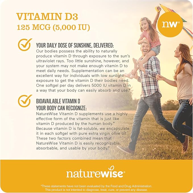 NatureWise Vitamin D3 5000IU (125mg) 360 Count + Vitamin K2 MK-7 100mcg and MK-4 500mcg 90 Count - Bundle for Bone &amp Heart Health - Gluten Free Non-GMO Halal Gelatin- 1 Year Supply