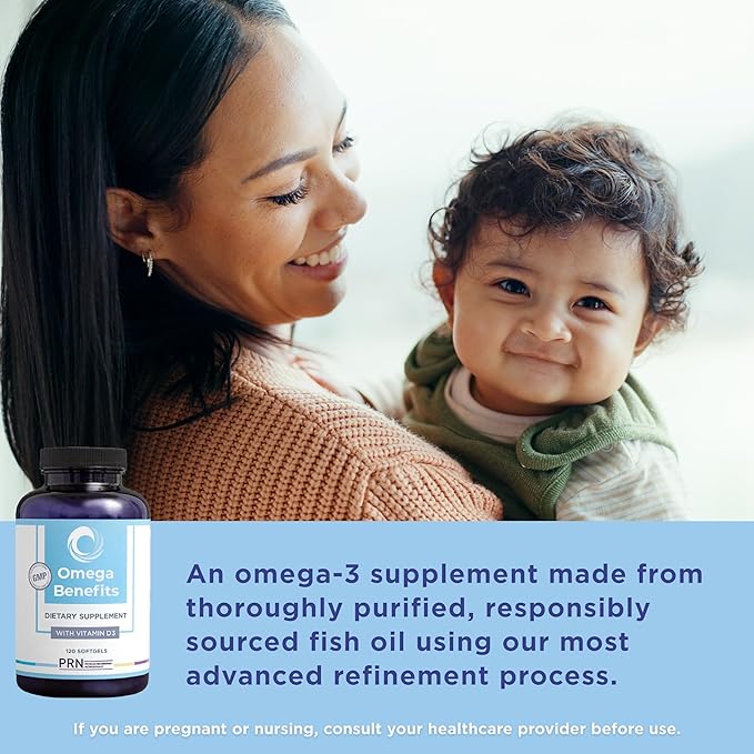 PRN Omega 3 Supplement - 240 Softgels 60-Day Supply - Fish Oil Omega 3 Supplements with 1680 mg EPA &amp 560 mg DHA - rTG Omega-3 + Vitamin D for Skin Joint Brain Eye &amp Heart Health
