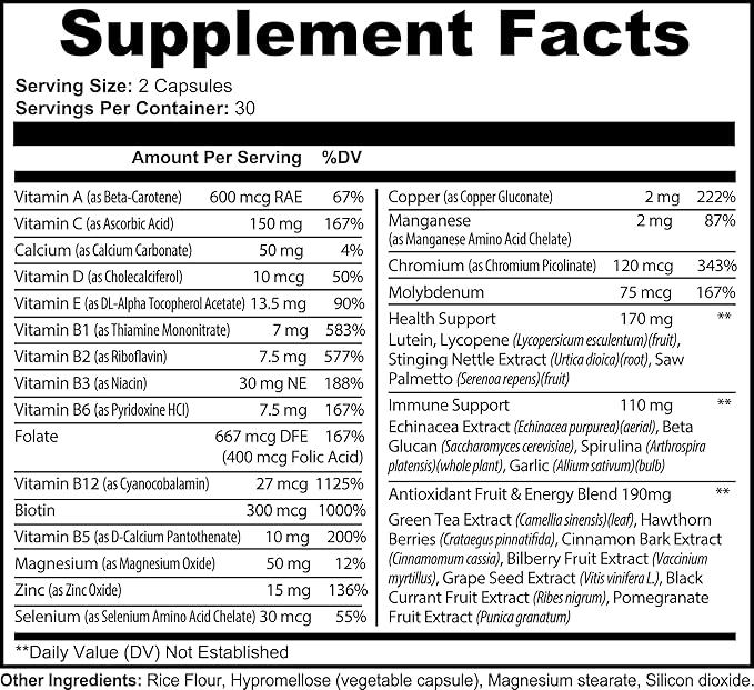 Ultimate Multivitamin Complex with Vitamins Minerals and Antioxidants 60 Capsules