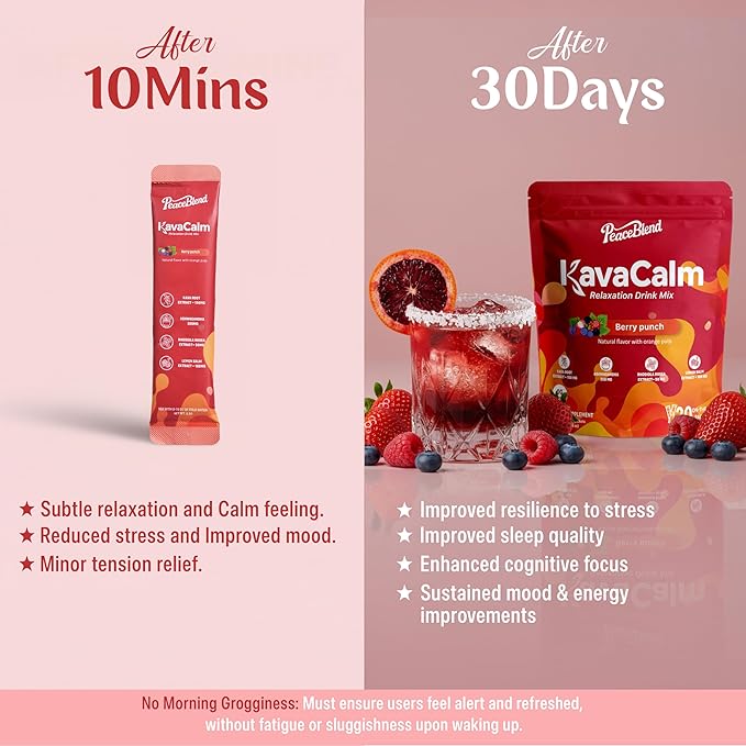 Supercalm Powdered Drink Mix Cortisol Reducer and Sleep Aid with Kava Root Ashwagandha L-Theanine Magnesium Glycinate Lemon Balm Rhodiola Vitamin D3 &amp B6 Vegan Non-GMO 20 Packets