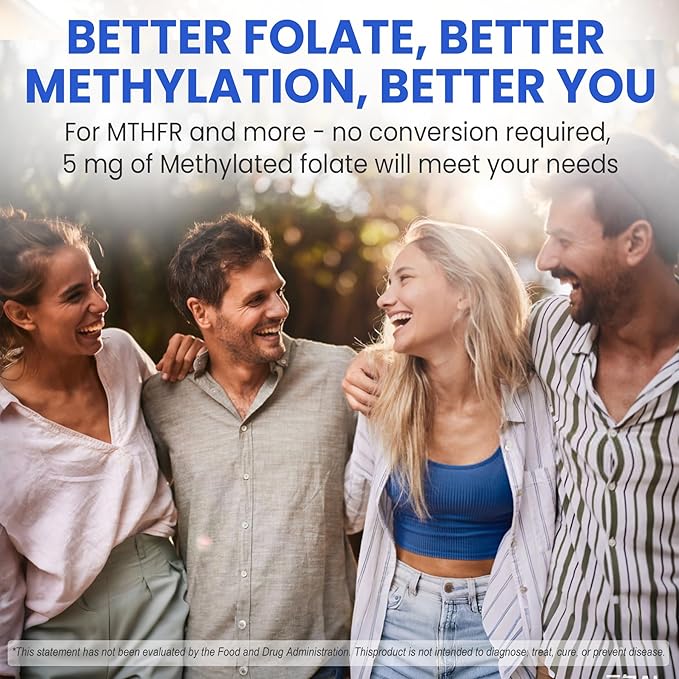L Methylfolate Gummies &amp Methyl B12 Active 5-Mthf Methylated Folate 5mg Supplement for Women Men w/Methyl B ComplexCholineMagesiumOmega-3Methyl Folate for MethylationFocusMoodSugar Free1P