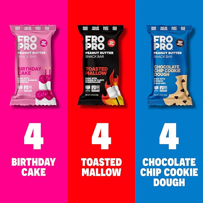 FROPRO Plant Protein Snack Bars - Plant Based Protein Bars All-Natural Gluten Dairy &amp Soy Free High Protein Bars with Low Calories | Sweet Tooth Sampler 24 Pack