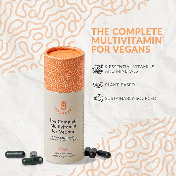 Complete Vegan Multivitamin with Iron Omega 3 Vitamin D3 Folate Zinc Vitamin B12 &amp More - 100% Sustainable Vegan Vitamins - Non-GMO Gluten Free Made in The USA (30 Day Supply)