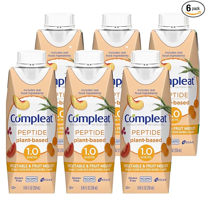 Nestle Compleat Peptide 1.0 Tube Feeding Formula Vegetable/Fruit Medley Flavor 250 mL Carton 6 Count