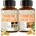 Boswellia Turmeric Curcumin Supplement + Turmeric Green Tea Bundle – Supports Joint Health Energy &amp Inflammation Balance – with Ginger Root Tumeric Powder Green Tea Extract (ECGC) &amp Vitamin