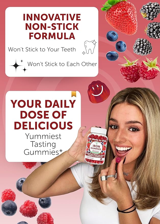 Lunakai USA Made Iron Gummies + Vitamin C Gummies Bundle – Naturally Flavored Non-GMO – 60ct Each