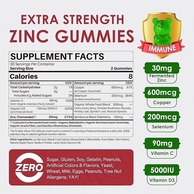 Sugar Free Zinc Gummies 2 Pack + Mens Multivitamins Gummies 1 Pack