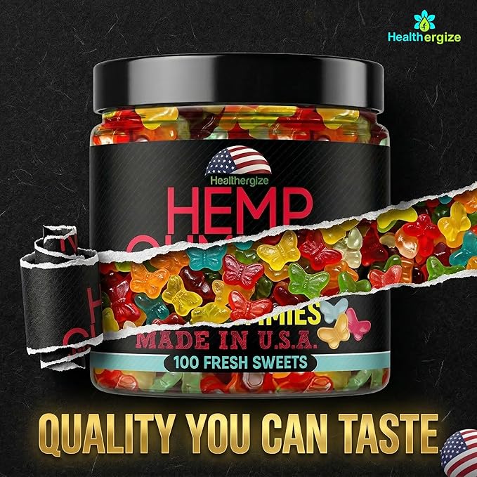 Hemp Gummies Edibles-Delicious Butterflies Gummy Bears-Fresh Fruity Flavors-Natural Candy Peace and Relaxation-for Sleep Calm Relax-Made in USA-100 Count