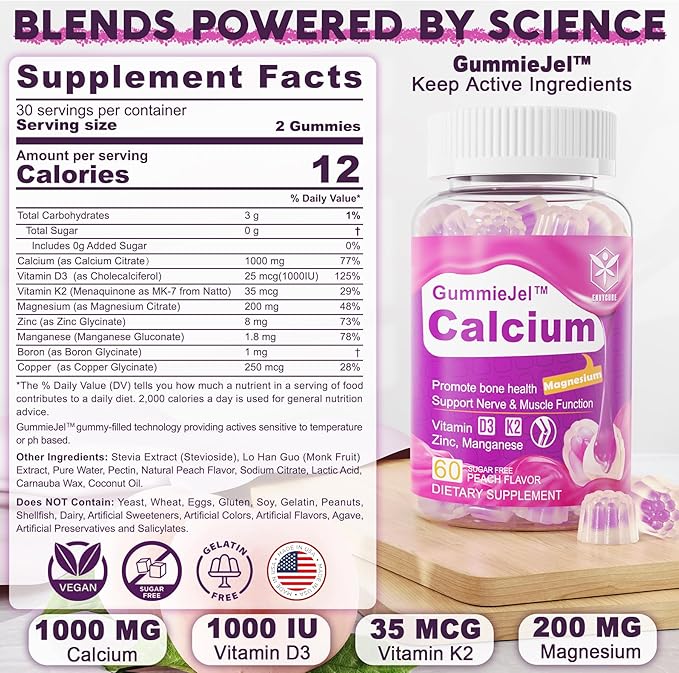 Sugar Free Mens Multivitamin Gummies 120 Count + Calcium Gummies 60 Count