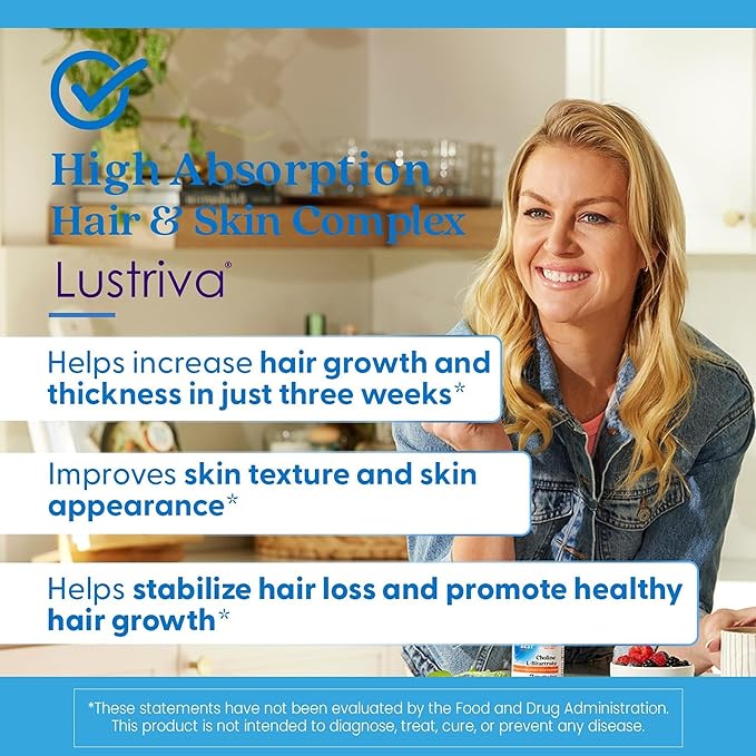 High Absorption Hair &amp Skin Complex Clinically Shown to Grow Thicker Healthier Hair in 3 Weeks Supports Hair Growth &amp Skin Health Non-GMO Gluten Free Soy Free Vegan 60 Veggie Capsules