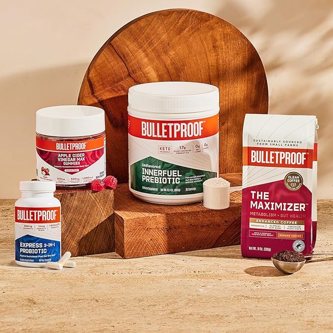 Bulletproof Express 3-in-1 Probiotic &amp Postbiotics Supplement for Sustained Gut Health 90 Count