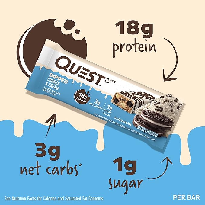 Quest Nutrition Dipped Chocolate Cookies &amp Cream Protein Bars High Protein Low Carb Gluten Free &amp Mint Chocolate Chunk Protein Bars High Protein Low Carb Gluten Free