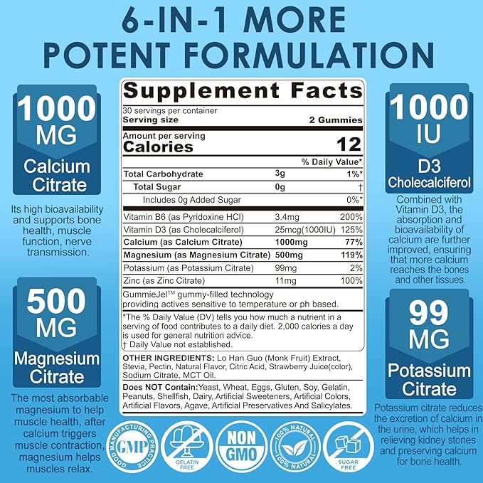Calcium Citrate L-Methylfolate 1000 mcg + Methyl B12 Gummies 2Pack
