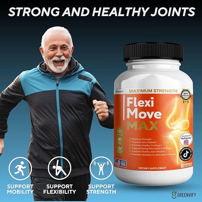 FlexiMove Max Joint Support Supplement Glucosamine Turmeric Chondroitin 60 Capsules (1)