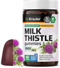 BIO KRAUTER® Milk Thistle Supplement for Liver Cleanse &amp Detox - Vegan Milk Thistle Extract for Men &amp Women Сontains Silymarin - 60 Liver Support Gummies 1500 mg Strength Blueberry Flavor -