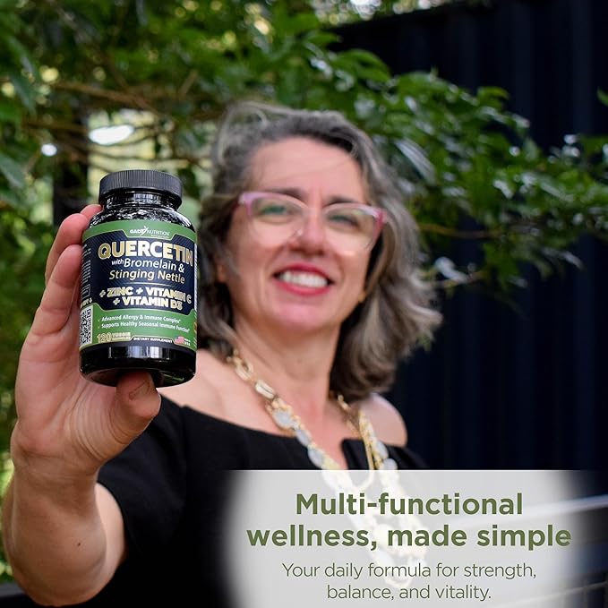 Gade Nutrition Quercetin with Vitamin C Zinc &amp Stinging Nettle - Nettle Quercetin - Quercetin 500mg - Quercetin with Bromelain - Zinc Quercetin + Vitamin D3-360 Veggie Caps - 6 Month Supply