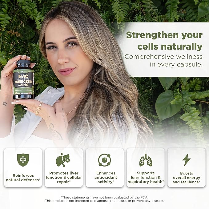 Gade Nutrition NAC Supplement n-Acetyl cysteine with Quercetin &amp Zinc | Immune Support Supplement with n Acetyl cysteine | Vegetable Capsules | USA Made