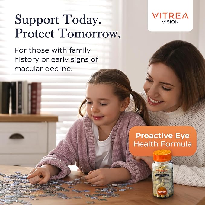 Vitrea Health Vision Macular Support – AREDS2 Eye Supplement with Lutein Zeaxanthin Marigold &amp 13 Nutrients – Helps Protect Against Blue Light – No Dyes or Titanium Dioxide – Retinal Health Supp