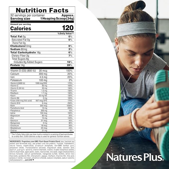 NaturesPlus SPIRU-TEIN Banana - 2.4 lb Pack of 2 - Plant-Based Protein Shake - Non-GMO Vegetarian Gluten Free - 32 Total Servings