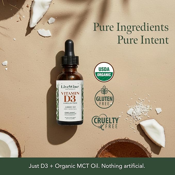 Vitamin D3 1000 IU 25 MCG Drops - 150 Servings Ultra Concentrated Formulation Fast Absorption Vegan Organic MCT Oil Formula - Micro-Dosing Dropper for Bone &amp Immune Support
