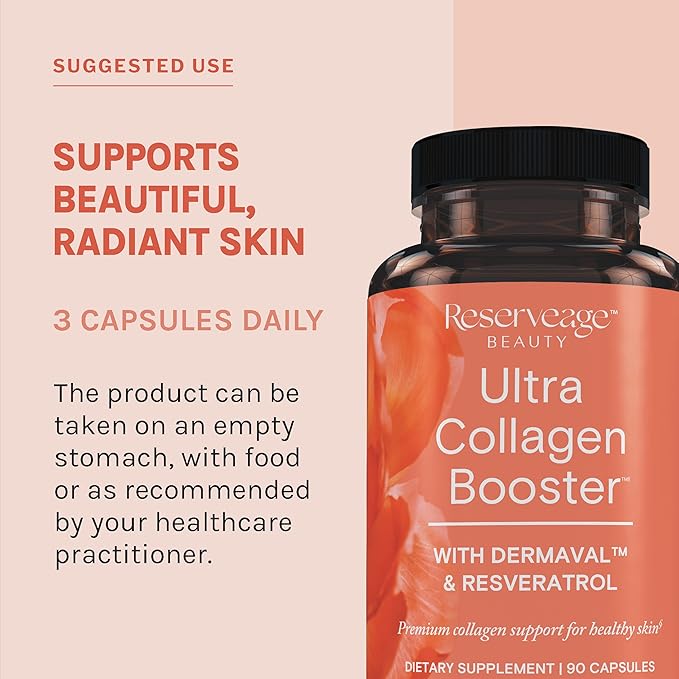 Reserveage Beauty Resveratrol 500 mg Antioxidant Supplement for Heart and Cellular Health 30 Caps &amp Ultra Collagen Booster Skin Supplement Supports Healthy Collagen Production 90 Caps
