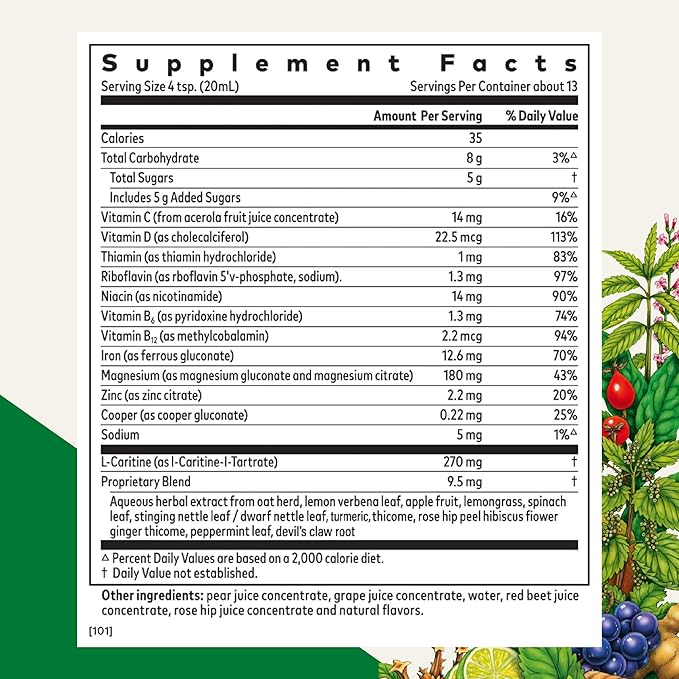 Floradix Iron Sport Liquid Mineral &amp Vitamin Formula - Daily Nutrition &amp Energy Support* - Sports Nutrition with Iron B Vitamins &amp More - Vegan &amp Non-GMO - 8.5 fl oz