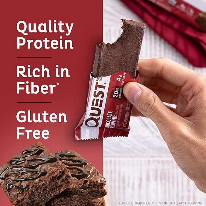 Quest Chocolate Brownie Protein Bars &amp Peanut Butter Chocolate Chip Protein Cookie Bundle High Protein Low Carb Gluten Free Keto Friendly 12 Count &amp 24.5 Oz