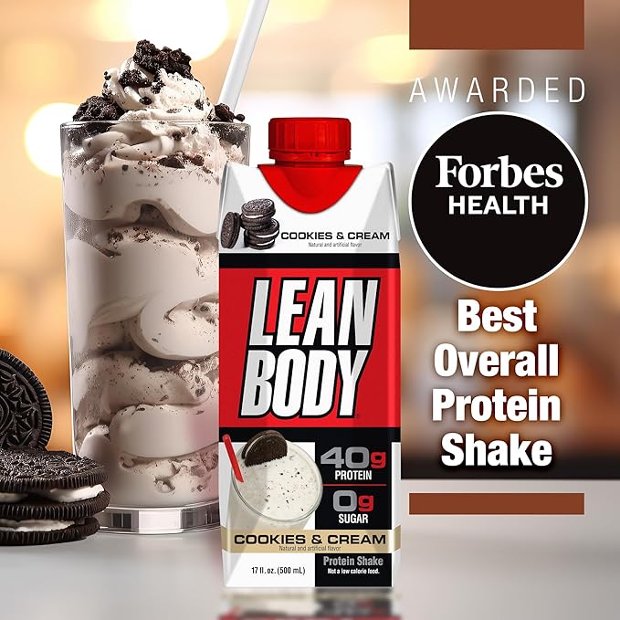 Labrada Lean Body Ready-to-Drink Cookies and Cream Protein Shake 40g Protein Whey Blend  0 Sugar Gluten No 22 Vitamins &amp Minerals (Recyclable Carton &amp Lid - Pack of 12) LABRADA  17 Fl O