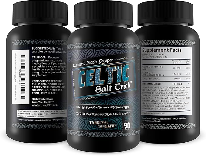 Turmeric Black Pepper Celtic Salt Trick - Our Best Turmeric and Black Pepper Supplement - Pure Turmeric Curcumin with Piper Nigrum Vitamin D Vitamin C Ginger Berberine - Turmeric Curcumin Black +