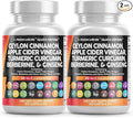 Clean Nutraceuticals Ceylon Cinnamon Capsules + Berberine Turmeric Apple Cider Vinegar Ginseng Bitter Melon Gymnema Milk Thistle Fenugreek Supplement (60 Count (Pack of 2))
