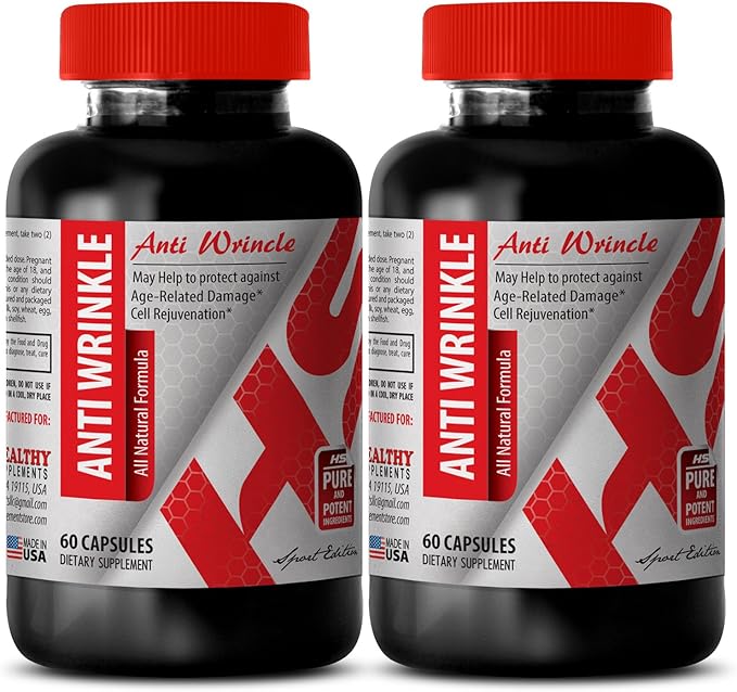 Anti-Wrinkle Supplement - Turmeric Touch Anti-Wrinkle Aloe Vera Collagen-Rich Blend Hyaluronic Acid Moisture Natural Anti-Wrinkle Blend Green Tea Infusion Grape Seed Glow 3Bot