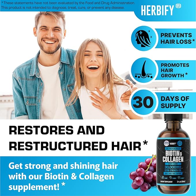 HERBIFY Bundle - K2 and D3 Drops &amp Biotin and Collagen Drops - Bone Strength &amp Hair Skin Nails Support